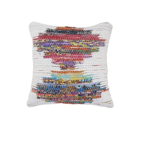 LR HOME LR Home PILLO07626WHMFFPL White & Multicolored Chindi Geometric Square Throw Pillow - 20 x 20 in. PILLO07626WHMFFPL